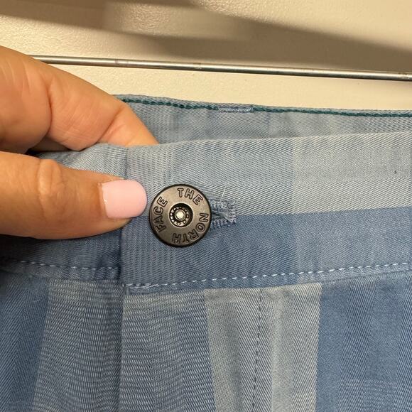 The North Face Mens Blue Checkered Plaid Explore Shorts Stretch Cotton Size 38 - Picture 6 of 11